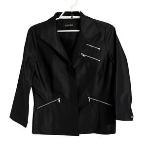 Carlisle Silk Edgy Zipper Pocket Jacket Blazer